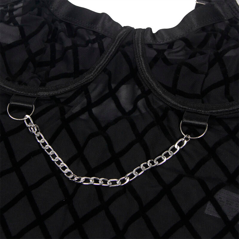 SUBBLIME - 9542277 BODY CON CADENAS + LIGUERO NEGRO L/XL