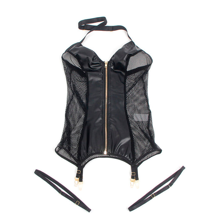 SUBBLIME - 954444 VESTIDO SEXY DE MALLA DE CUERO NEGRO S/M