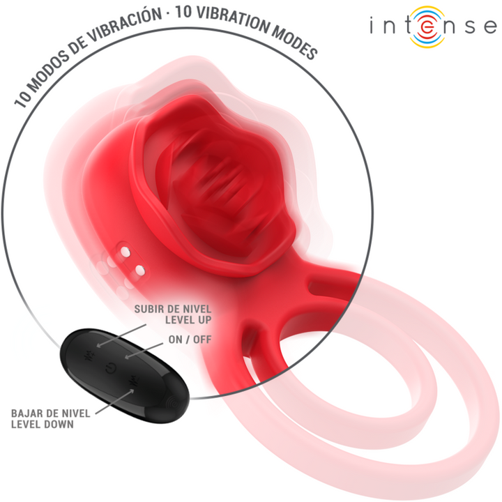 INTENSE - ESTIMULADOR GAIL ROSA 10 VIBRACIONES CONTROL REMOTO ROJO