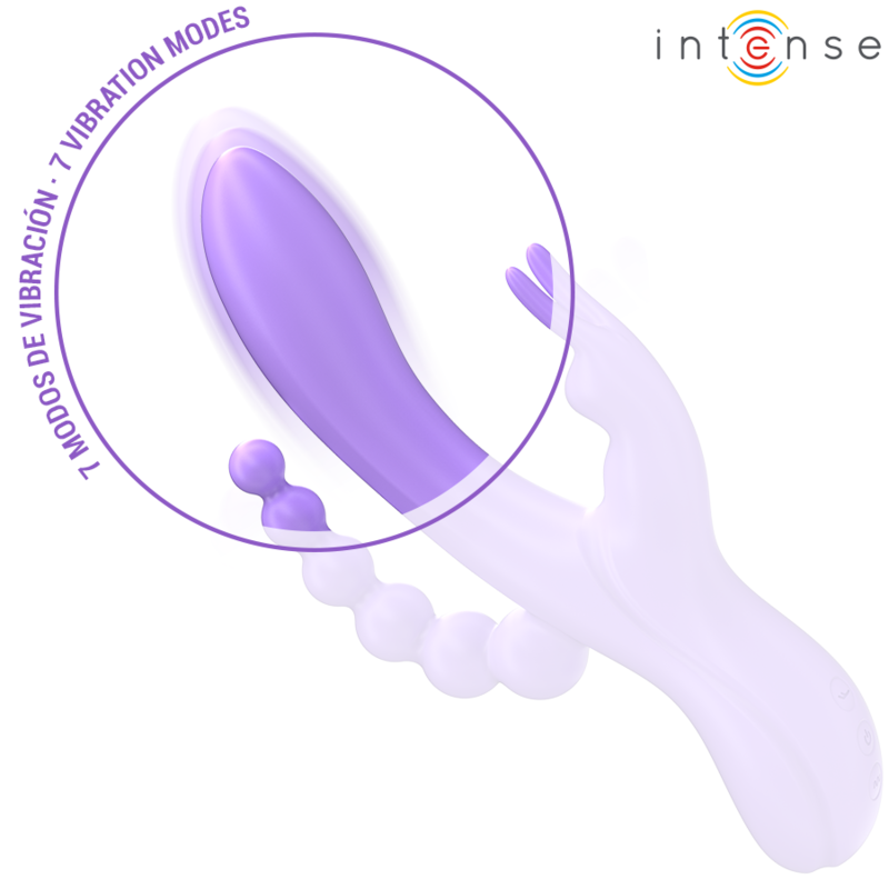 INTENSE - MIKO TRIPLE VIBRADOR RABBIT Y ESTIMULADOR ANAL 7 VIBRACIONES MORADO