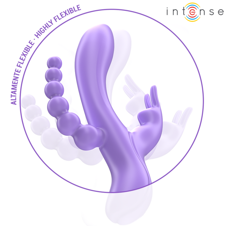 INTENSE - MIKO TRIPLE VIBRADOR RABBIT Y ESTIMULADOR ANAL 7 VIBRACIONES MORADO