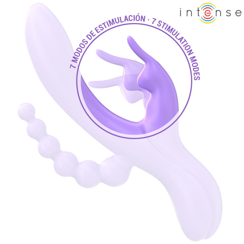 INTENSE - MIKO TRIPLE VIBRADOR RABBIT Y ESTIMULADOR ANAL 7 VIBRACIONES MORADO