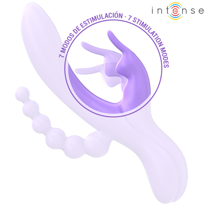 INTENSE - MIKO TRIPLE VIBRADOR RABBIT Y ESTIMULADOR ANAL 7 VIBRACIONES MORADO