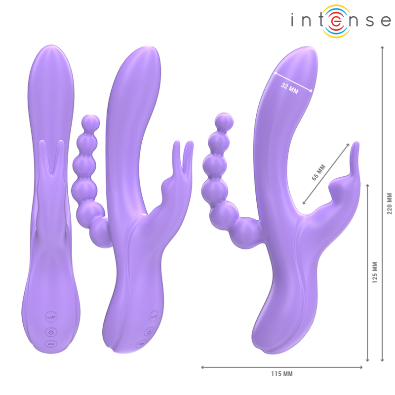 INTENSE - MIKO TRIPLE VIBRADOR RABBIT Y ESTIMULADOR ANAL 7 VIBRACIONES MORADO
