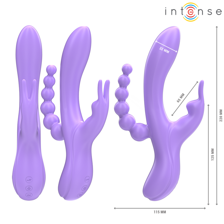 INTENSE - MIKO TRIPLE VIBRADOR RABBIT Y ESTIMULADOR ANAL 7 VIBRACIONES MORADO