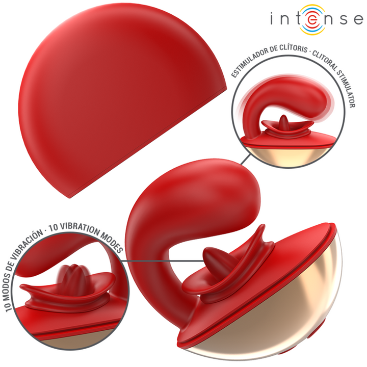 INTENSE - MARIAH VIBRADOR Y ESTIMULADOR EN FORMA DE U 10 VIBRACIONES ROJO