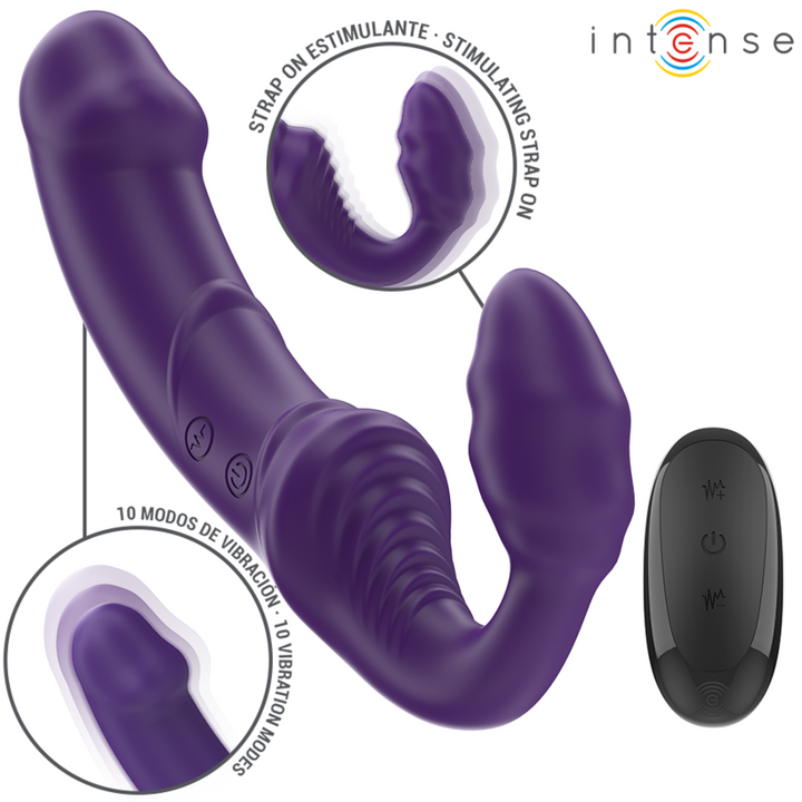 INTENSE - JILL VIBRADOR DOBLE 20 CM MORADO CONTROL REMOTO