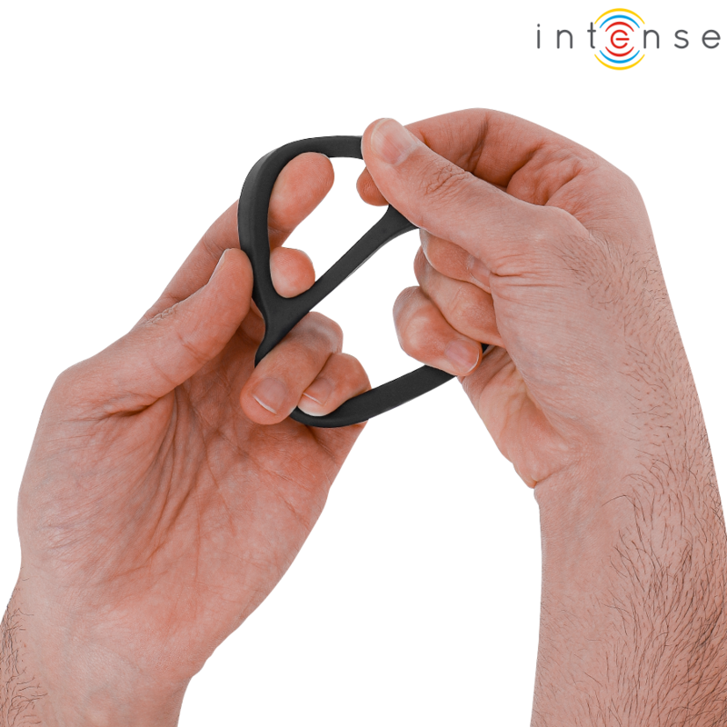 INTENSE - ANILLO DOBLE DE SILICONA PARA EL PENE BOBBY NEGRO