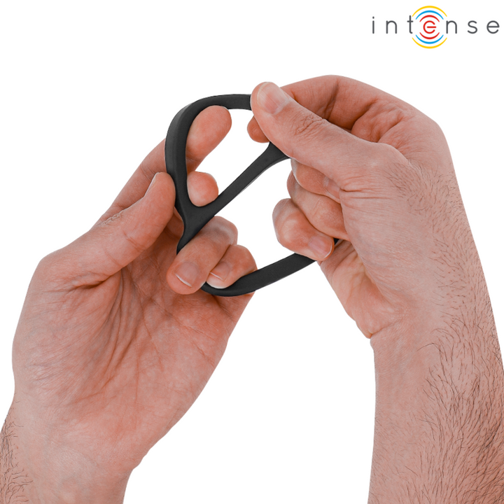 INTENSE - ANILLO DOBLE DE SILICONA PARA EL PENE BOBBY NEGRO