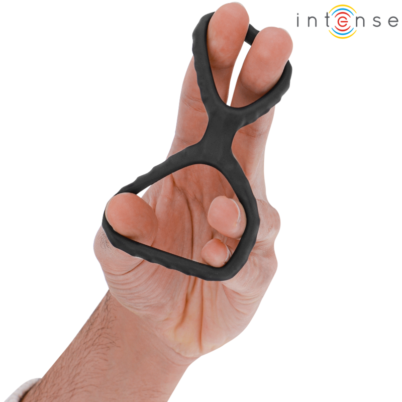 INTENSE - ANILLO DOBLE DE SILICONA PARA EL PENE DEWEY NEGRO MODELO 2