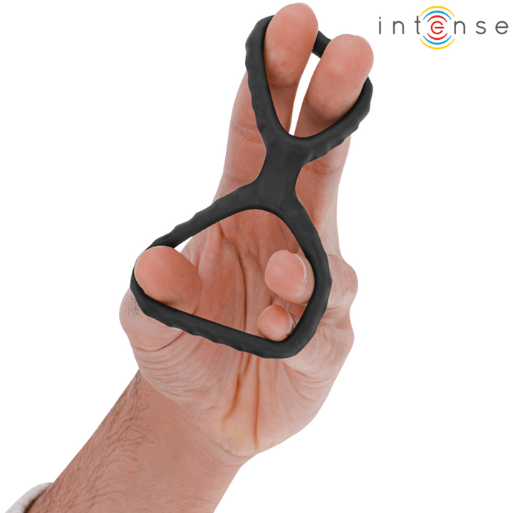 INTENSE - ANILLO DOBLE DE SILICONA PARA EL PENE DEWEY NEGRO MODELO 2