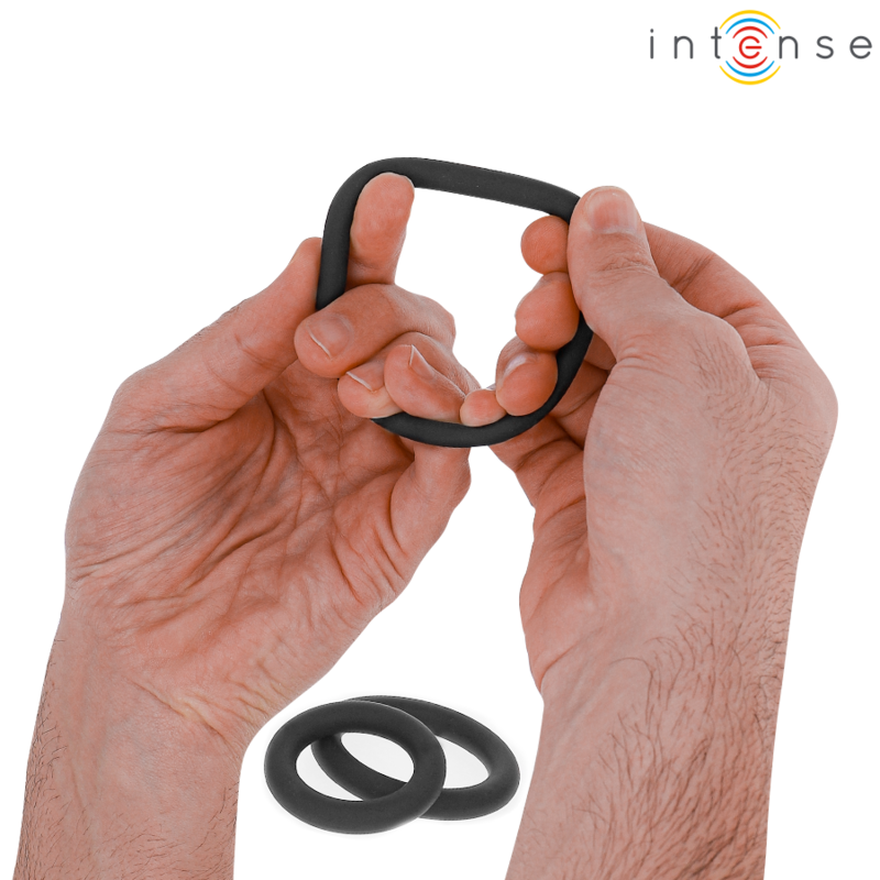 INTENSE - HUGH 3 ANILLOS BÁSICOS DE SILICONA PARA EL PENE NEGROS