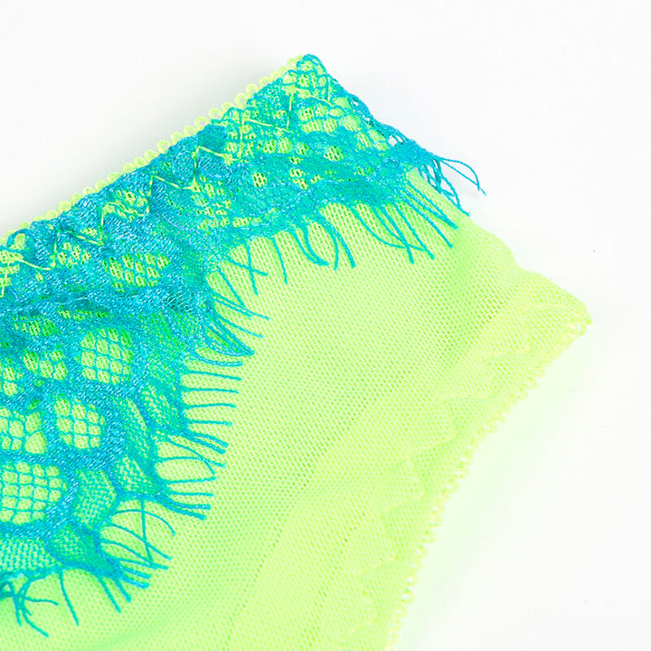 SUBBLIME - 955311 CONJUNTO DE SUJETADOR CON ENCAJE Y LIGUERO VERDE Y AZUL S/M
