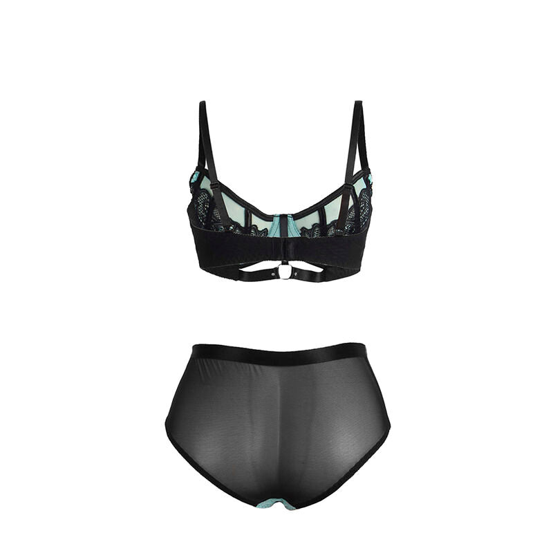 SUBBLIME - 955564 CONJUNTO DE SUJETADOR CON CREMALLERA DE MALLA DE CHAROL VERDE L/XL