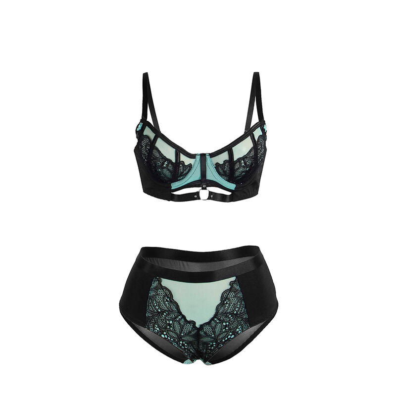 SUBBLIME - 955564 CONJUNTO DE SUJETADOR CON CREMALLERA DE MALLA DE CHAROL VERDE L/XL