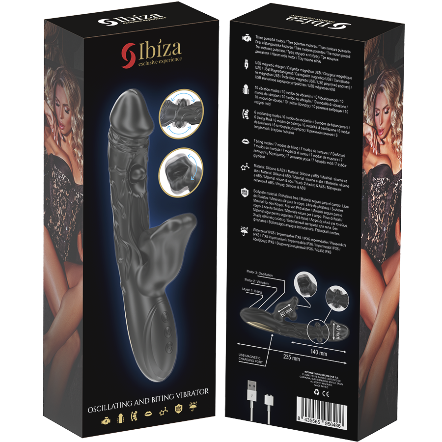 IBIZA - VIBRADOR Y ESTIMULADOR DE CLÍTORIS CON EFECTO DE MORDIDA Y ROTACIÓN
