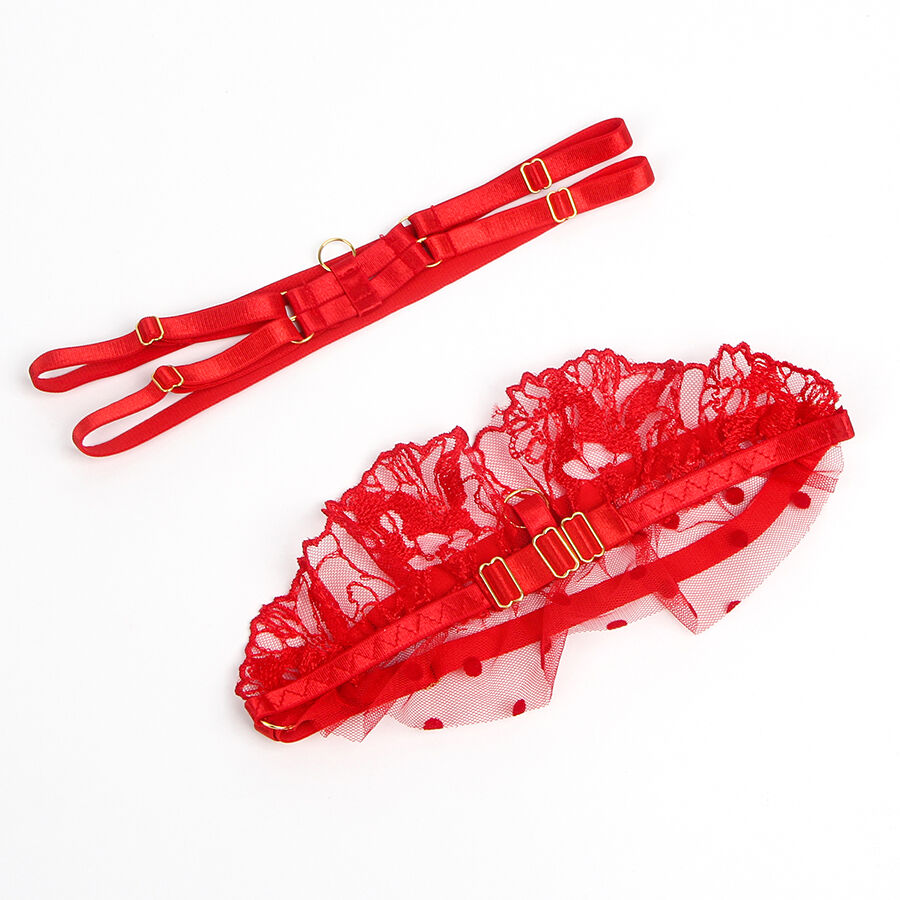 SUBBLIME - 957506 CONJUNTO DE SUJETADOR Y LIGA DE ENCAJE ROJO S/M