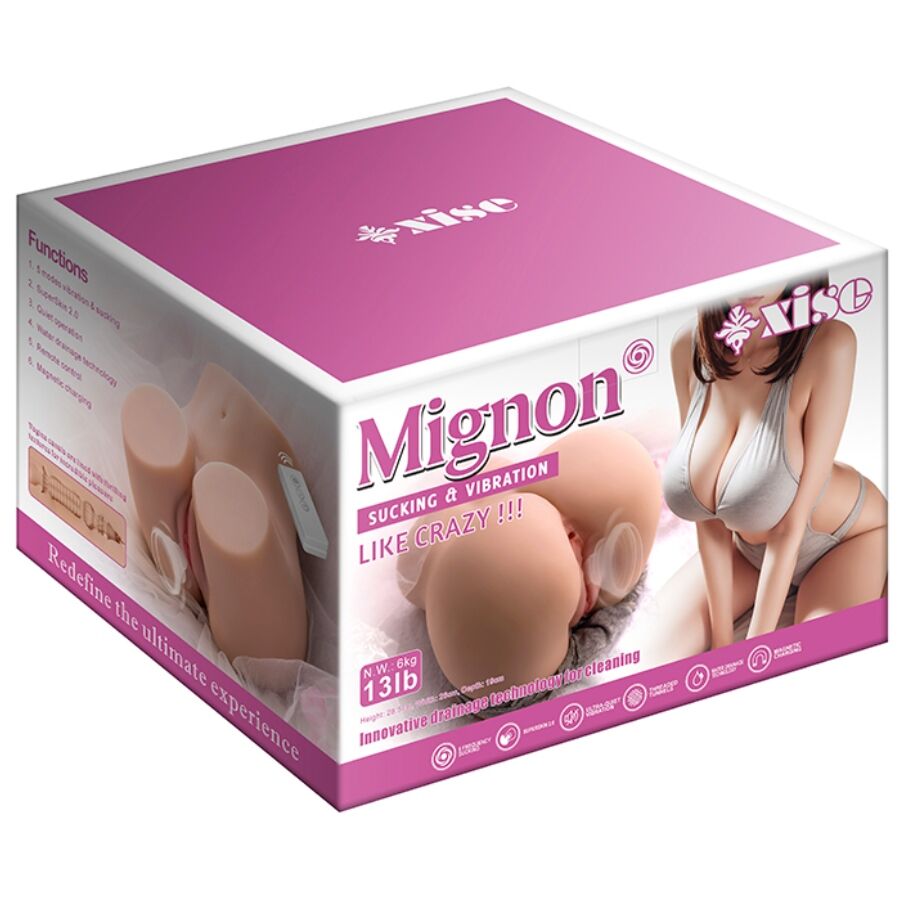 XISE - MASTURBADOR DE VAGINA REALISTA MIGNON SUCKING CON VIBRACIÓN Y ONDAS ESTIMULANTES Y CONTROL REMOTO 6 KG