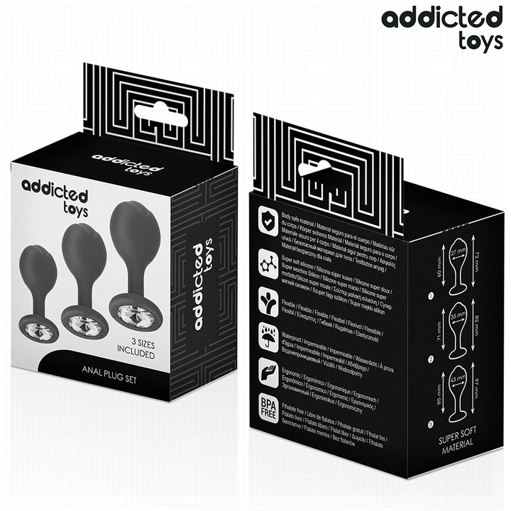 ADDICTED TOYS - SET OF 3 ANAL PLUG SILICONE WITH JEWEL