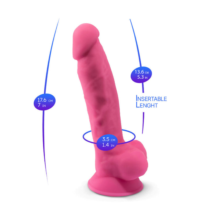 SILEXD - MODELO 1 PENE REALISTA SILICONA PREMIUM SILEXPAN ROSA FLUORESCENTE 17.5 CM