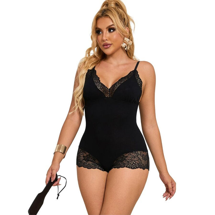 SUBBLIME - TEDDY CON DETALLES DE ENCAJE FLORAL NEGRO S/M