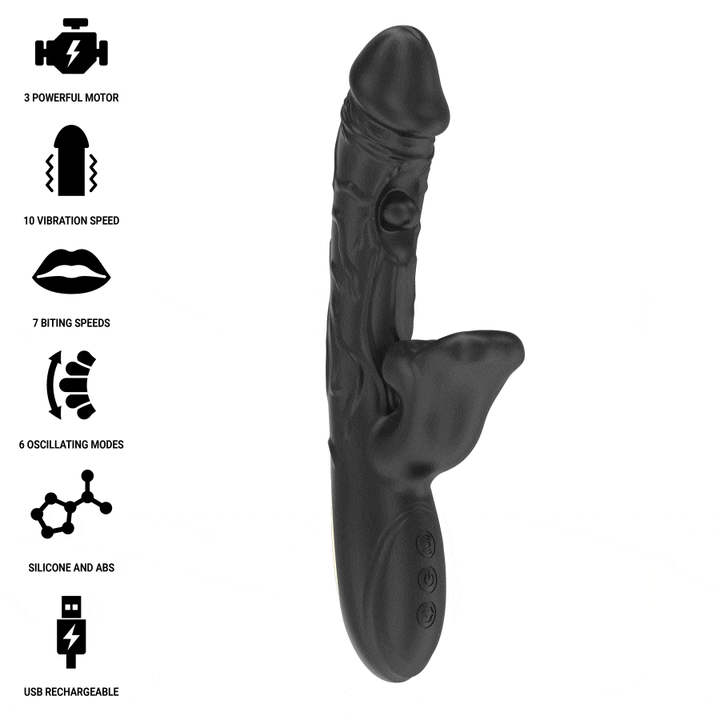 IBIZA - VIBRADOR Y ESTIMULADOR DE CLÍTORIS CON EFECTO DE MORDIDA Y ROTACIÓN