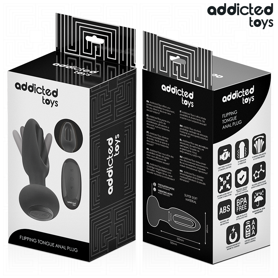 ADDICTED TOYS - ANAL PLUG WITH VIBRATING TONGUE AND REMOTE CONTROL