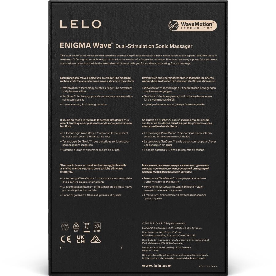 LELO - ENIGMA WAVE TRIPLE VIBRATION MASSAGER BLACK