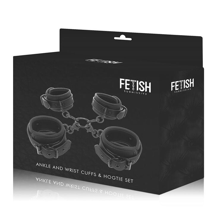 FETISH SUBMISSIVE - SET DE ESPOSAS DE MANO Y TOBILLO CON FORRO DE NOPRENE